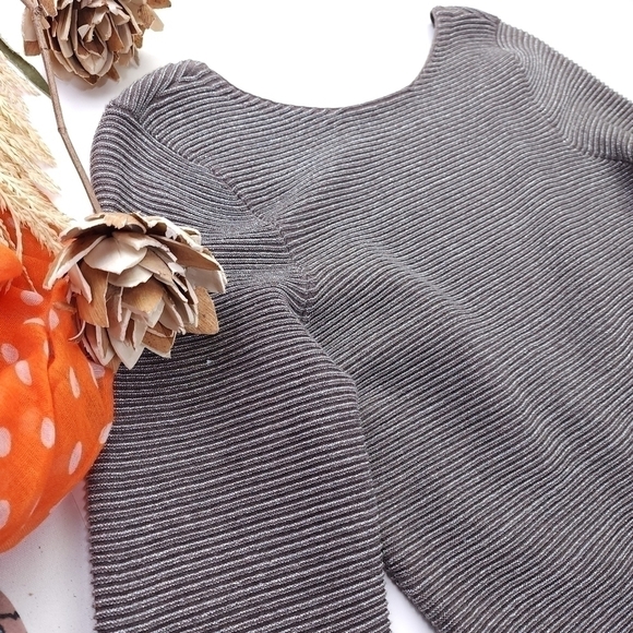 New Moda International Brown Silver Shimmer Gorgeous Back Dress Sz M - Picture 2 of 13